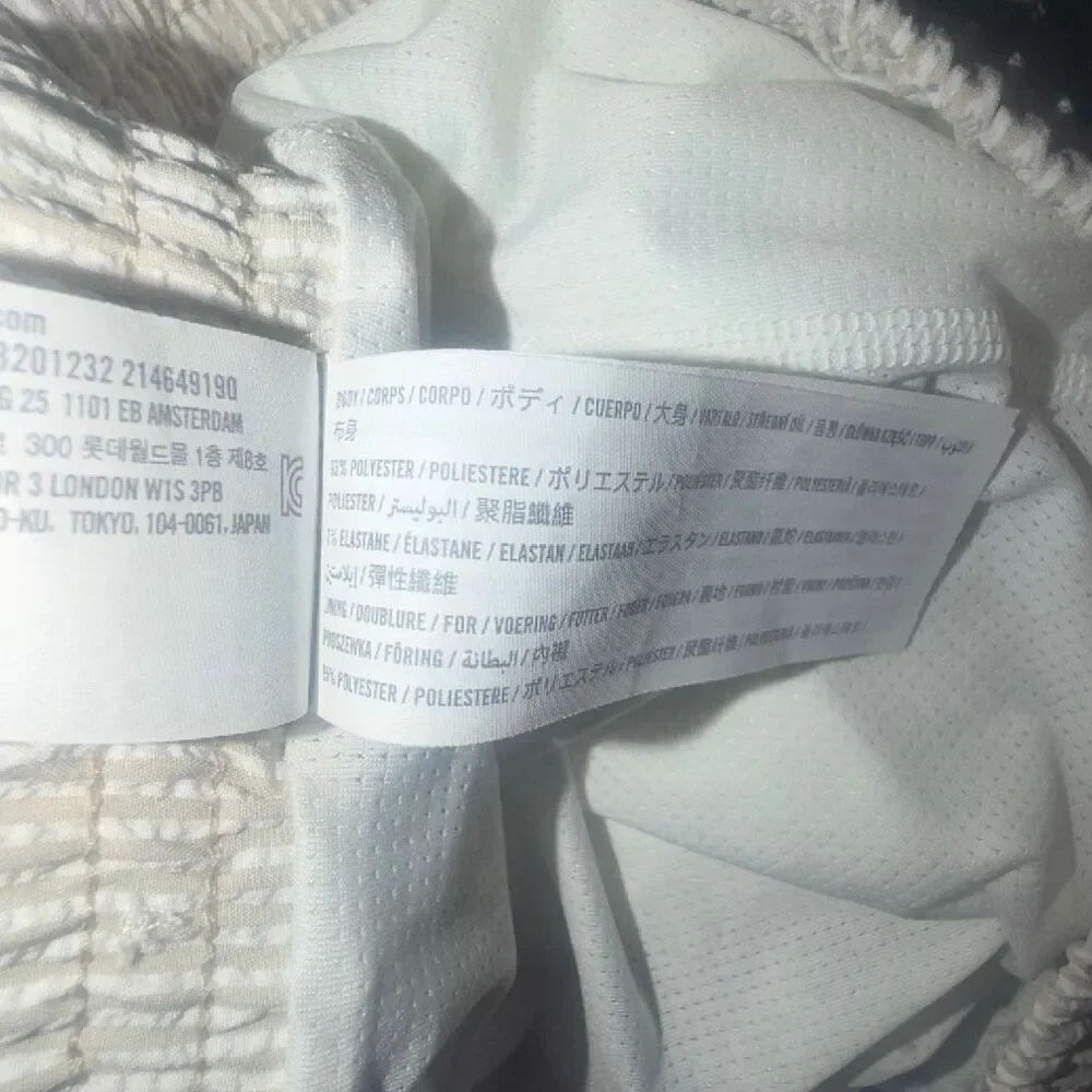 ABERCROMBIE & FITCH Tan Stripe Seersucker 5” Swim Shorts-S